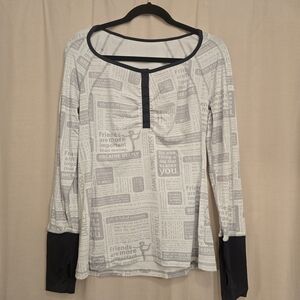 Lululemon Manifesto White and Gray Long Sleeve Top